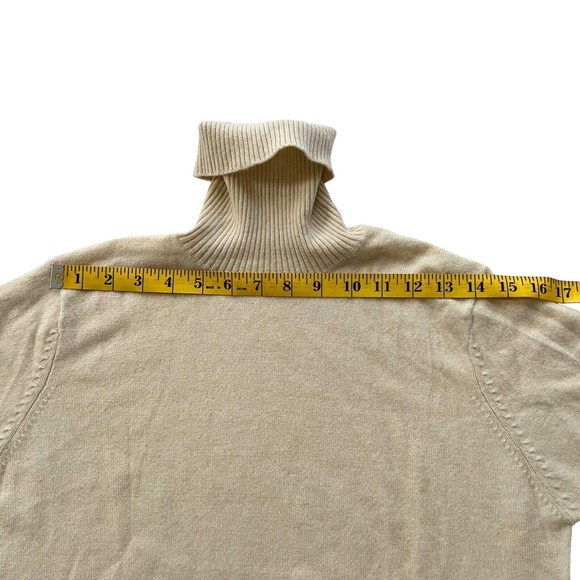 CULLEN 100% CASHMERE PALE SAND BROWN TURTLENECK LONG SLEEVE SWEATER Sz M - Picture 10 of 11